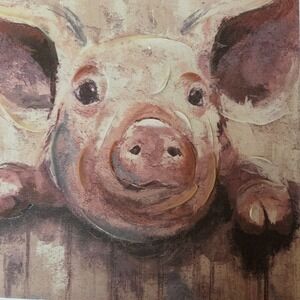 12x12 Adorable Textured Pig Canvas Print Picture Wall Art